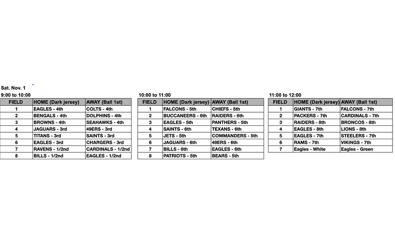 FLAG FOOTBALL - NOVEMBER 1